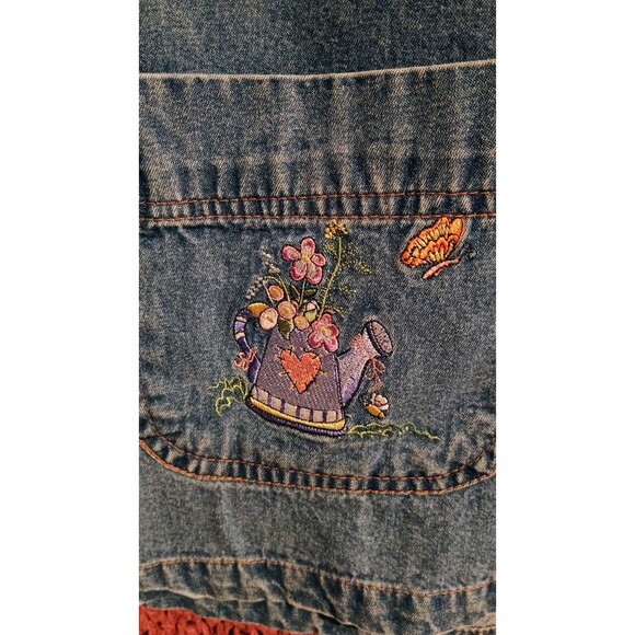 Casey Coleman Denim Barn Chore Jacket Woman's ML Embroidered Pockets Plants - Picture 7 of 7